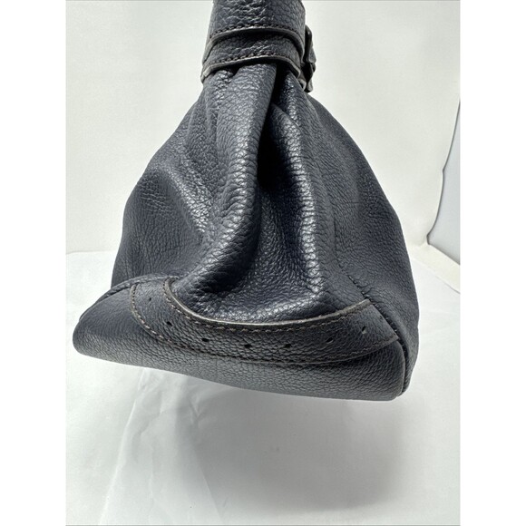 Adrienne Vittadini Black Leather Double Handle Shoulder Handbag Purse Hobo - Picture 6 of 9